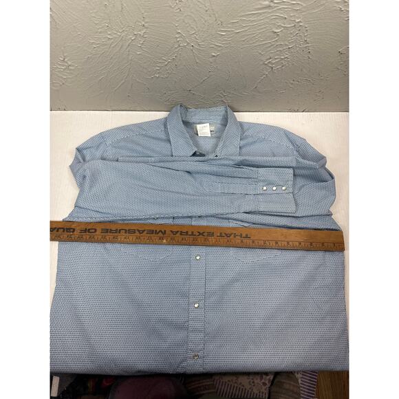 Wrangler Wrancher Mens Pearl Snap Blue Long Sleeve Shirt Rodeo Size‎ XL - Picture 5 of 5